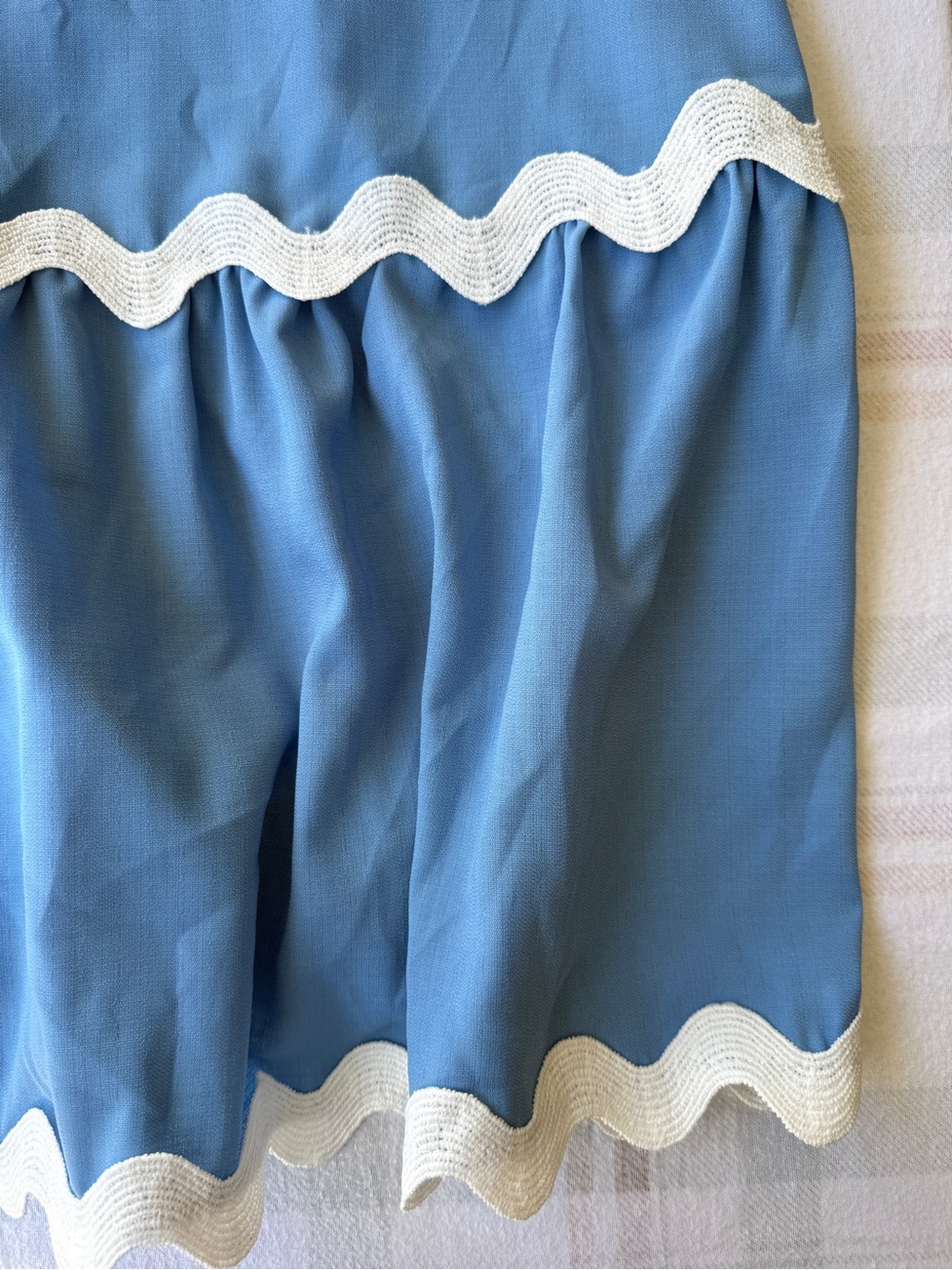 Rare handmade coastal cowgirl Maxi Dress with White ric-rac Scallop Trim - Picture 6 of 12